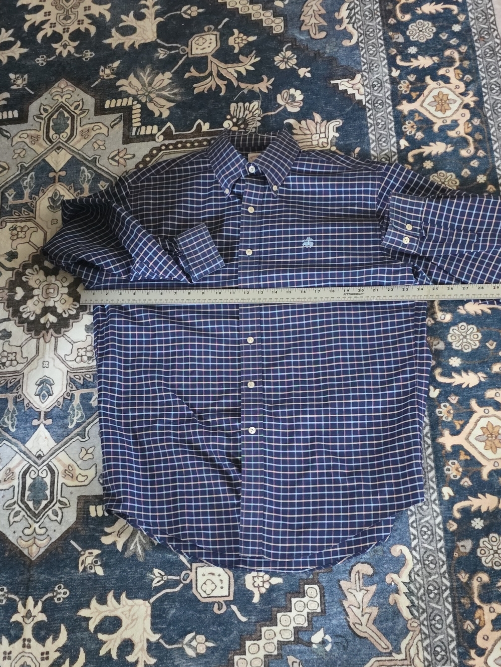 Brooks Brothers Shirt Men Medium Plaid 100% Supima Cotton Button Down